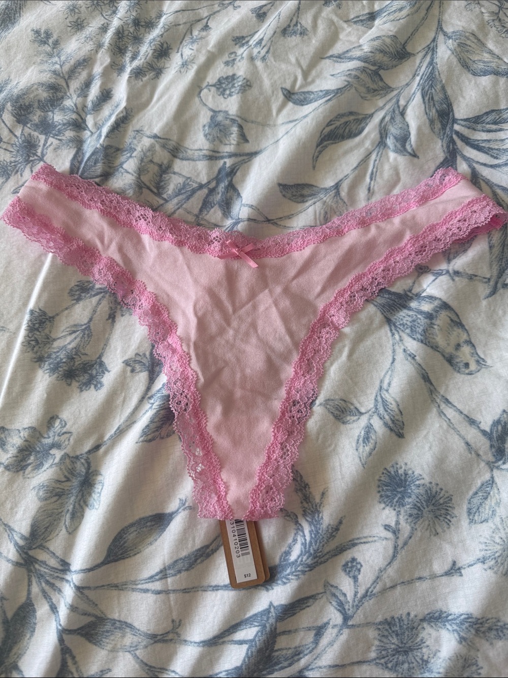 SKIMS Pink Lace-Trim Bikini Panty